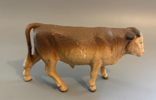 Vintage Brown Plastic Cow Bull Figurine Farm Animal Nativity Diorama Toy 4.5in picture