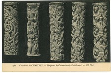 Chartres France Cathedral West Portal Carved Columns Divided Back Postcard c1910 picture