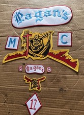 LARGE “Pagans” MC (9) piece EMBROIDERY Biker jacket Back Patch Set-USA SHIPPED picture