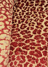 S. Harris SHIMBA-H Flame Designer Cut Velvet Leopard Upholstery Fabric 3 Yards picture
