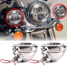 Chrome Passing Lights Assembly 4.5inch Motorcycle LED Driving Fog Lamp with 4... picture
