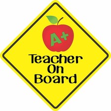 StickerTalk 5in x 5in Teacher On Board Sticker Car Truck Vehicle Bumper Decal picture