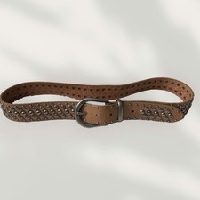 Vintage Harley Davidson Studded Leather Belt 34-36 Tan/Light Brown/Silver picture