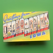 Vintage Large Letter Postcard Greetings from Cedar Rapids Iowa Linen picture