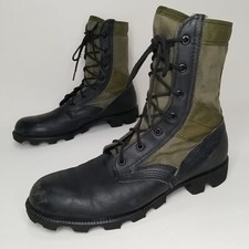 Vtg Altama Militaria Combat Boots Men's sz 7 R Green Olive Canvas/Black Leather picture