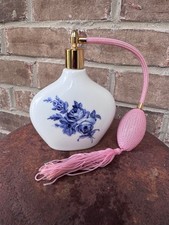 Vintage French Porcelain Perfume Atomizer – Chêne Saint-Louis Mehun – Blue Roses picture