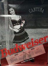 1993 BUDWEISER CANTINA BEER POSTER 30 X 22 RARE VINTAGE SEXY BRUNETTE BABE BUD picture