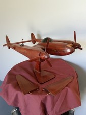 Used P-38 Lightning Highly Detailed Natural Mahogany Wood Model, has a few issue picture