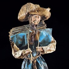 VTG Mexico Folk Art Paper Mache Man Village Farmer Hacienda Field Work Handmade picture