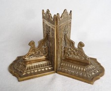 Vintage Gothic Griffin Brass Bookends Ornate Library Decor Winged Lion Mythical picture