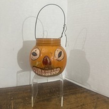 Antique Halloween 1920s Glass Jack o' Lantern JOL Candy Container  picture