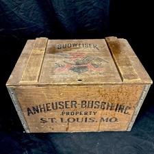 Vintage 1976 Budweiser Anheuser Busch Centennial Wooden Beer Crate Box Decor picture