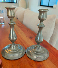 Pair Vintage Silver Pewter Candlesticks 8