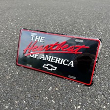 Heartbeat of America Chevy Deadstock Embossed License Plate Vintage GM Official picture