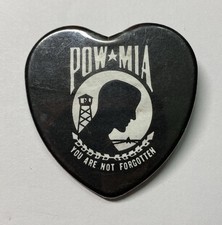 POW MIA Button Metal Heart-shaped Pin You are not Forgotten picture
