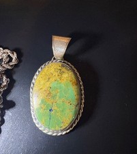 Vintage Signed Sylvia Nuguematz  Chimney Butte Navajo Sterling Turquoise Pendant picture