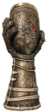 Universal Dueling Dragons Nemesis Now Medieval Knight Gauntlet Wine Goblet picture