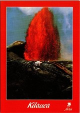 Vtg Postcard Hawaii HI Kilauea Volcano Helicopter Lava Eruption Big Island picture