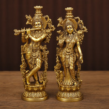 Brass Radha Krishna Statue Murti Hindu for Home Weight 7.040kg 14 * 5 * 3 inches picture