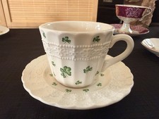 Vintage Roman Inc 2003 Irish Shamrock Teacup & Saucer Cream Porcelain picture