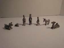 Seven Miniature Pewter Spoontiques Nativity Figures picture