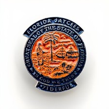 Vintage Florida State Seal Jaycees Enamel Lapel Hat Pin AZ picture