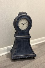 VTG Swedish Mora Style Miniature Table  Clock Hand Paint Folk Art 18” X10” X6.5” picture