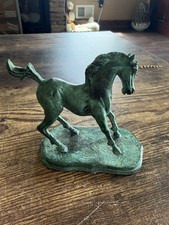 Franklin Mint Mystic Bronze Unicorn Verdigris Petina, Gold Colored Horn 1991 picture