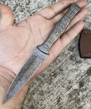 Scottish Dirk SGIAN DUBH Knife Forged Damascus Steel Dagger Double Edge FullTang picture