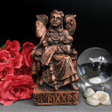 Frigga Statue - Norse Viking Goddess Frigg Figure - Dryad Design Wood Finish picture