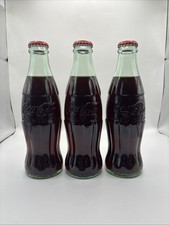 2008 World of Coca-Cola 8 oz Glass Bottles Full Unopened Coke Classic Lot of 3 picture