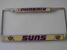 PHOENIX SUNS NBA METAL CHROME LICENSE PLATE FRAME 1990's Good Used Condition. picture