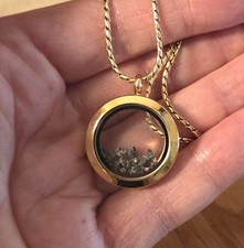18k Gold Moon Rock Locket, Lunar Meteorite Necklace Jewelry w/ Authenticity Card picture
