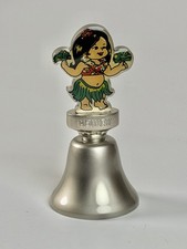 Hawaiian Dancing Hula Girl Silver Plated Bell 3.5” Grass Skirt Hawaii Islands picture