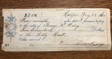1860 George W King  Civil War Signed Check Listed Artist B41 picture