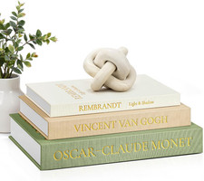 Aesthetic Decorative Books, Set of 3 Linen Faux Book Boxes, Sage | Stylish Stora picture