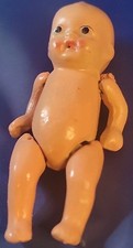 Antique Baby Doll Bisque Miniature Jointed Fig. Painted JAPAN 3.5