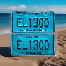 Rare Pair Of Bahamas ELEUTHERA license plates “EL 1300” picture