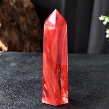 Red Smelting Quartz Healing Crystal Tower Point Wands Obelisk Home Decor Gifts picture