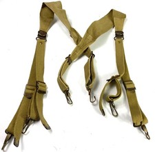 WWII US ARMY M1936 M36 COMBAT FIELD EQUIPMENT BELT SUSPENDERS-KHAKI picture
