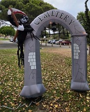 2009 Gemmy 9 ft Halloween Inflatable Cemetery Grim Reaper Lighted Archway Box picture