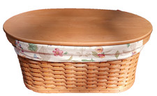 Longaberger Small Workload Basket, Protector, Lid and Botanical Fields Liner EUC picture