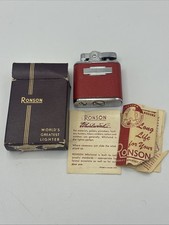 Ronson Toronto Canada Whirlwind Chromium Finish Metal Red Pocket Lighter Box  picture