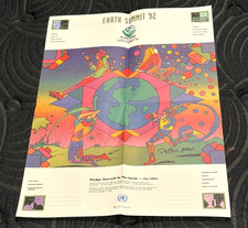 Original 1992 Peter Max Earth Summit '92 UNCED Rio UN Poster NOS Folded Rare picture