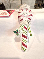 Ornament King MINTY MATCH  (49015)  Girl Candy Cane Glass Ornament (193) -ITALY picture