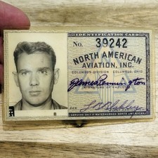 North American Aviation Employee Photo Identification ID Card Vintage 50s 1953 picture