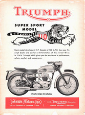 Triumph Super Sport Model 110 Motorcycle Tiger Graphic Johnson Motors Vtg Mag Ad picture