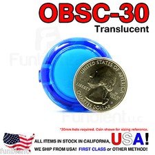 Sanwa Original OBSC-30 Blue Translucent Push Button JAMMA guitar killswitch picture