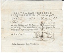 1782 Revolutionary War Pay Document – Signd by Jed Huntington, Wolcott & Wales picture