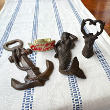 Coca-Cola Lot of 3 Metal Bottle Openers + Mermaid - Cast Iron Collectibles picture